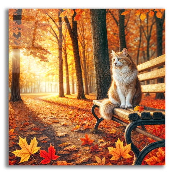 Epic Art 'Fall Afternoon In A Park' by Rey Klimt Acrylic Glass Wall Art, 12" x 12"
