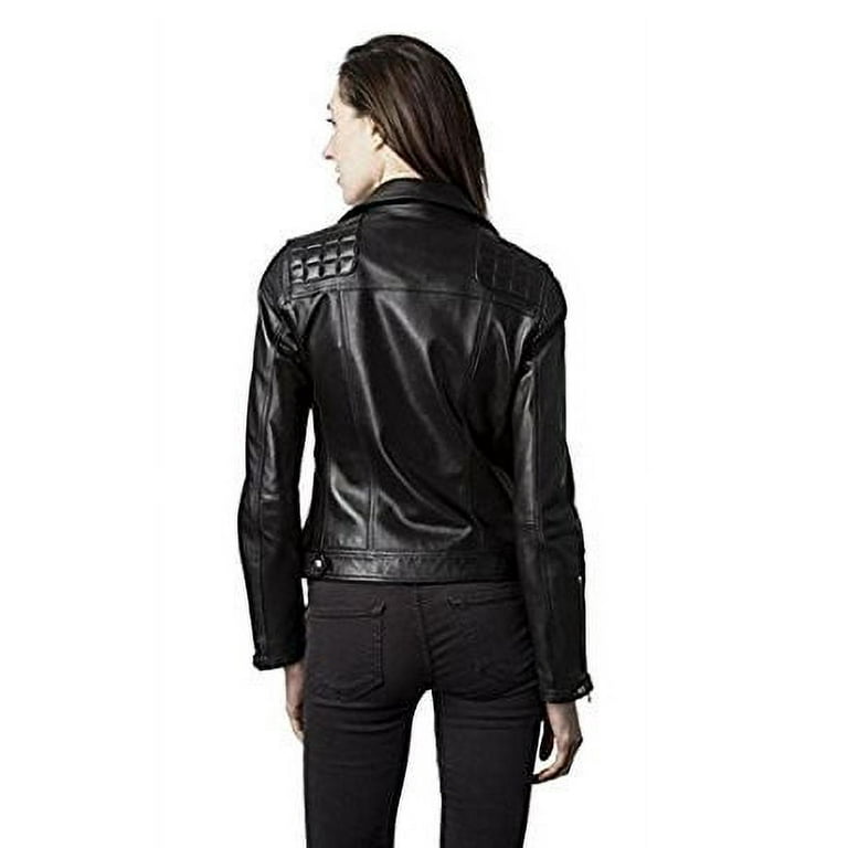 MASON COOPER Giselle Lamb Moto Leather Jacket Black XL Walmart
