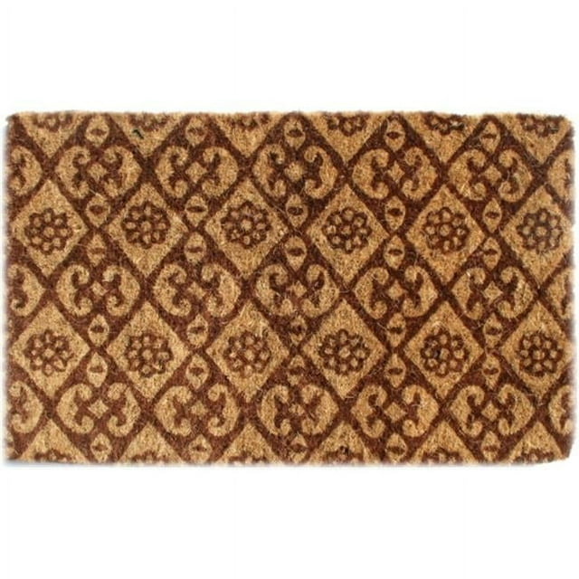 Imports Decor 720TCM Paillasson Traditionnel en Fibre de Coco Marron Floral