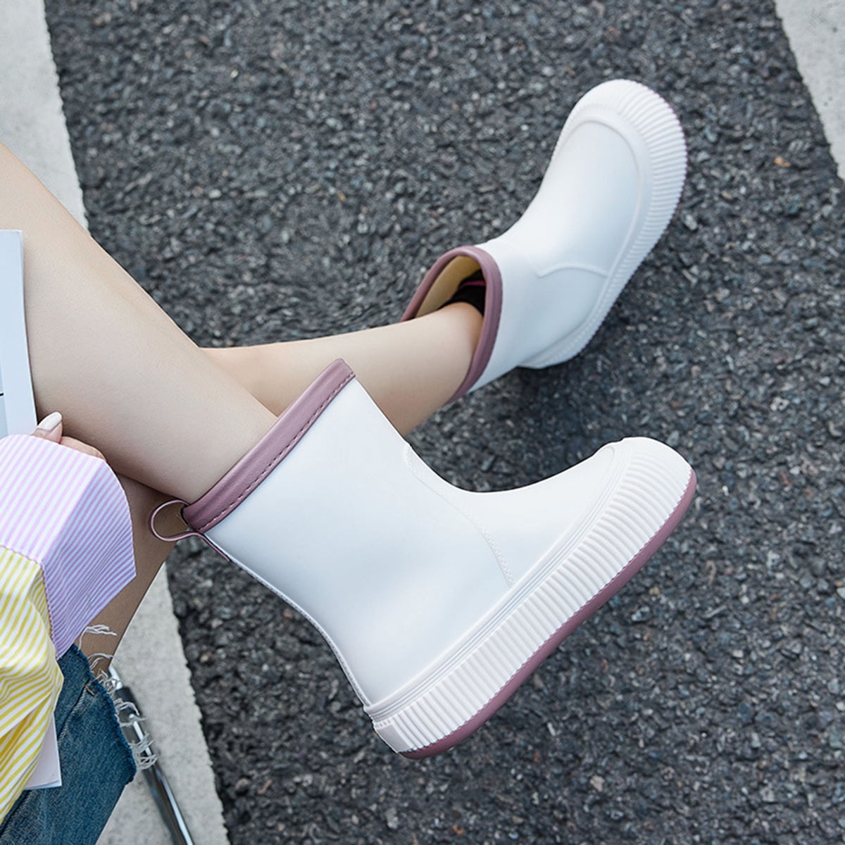 AUXDIQ Rain Boots Women Short Ankle Waterproof Rain Shoes Outdoor Garden Shoes