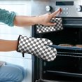 thumbnail image 2 of Gray and White Checkerboard Checkered Pattern Kitchen Oven Mitt and Pot Holder Sets 4 Pcs for Baking, Cooking and Grilling, Heat Resistant Up To 392 °F, 2 of 7