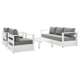 thumbnail image 1 of Lounge Sectional Sofa Chair Table Set, White Gray Grey, Aluminum, Metal, Fabric, Modern Contemporary, Outdoor Patio Balcony Cafe Bistro Garden Furniture Hotel Hospitality, 1 of 10
