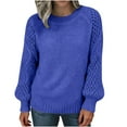 thumbnail image 3 of AGWOLF Women's Sweaters Cozy Mock Neck Lantern Long Sleeve Pullover Casual Crochet Hollow Out Tops Fall Winter Travel Clothes, 3 of 7