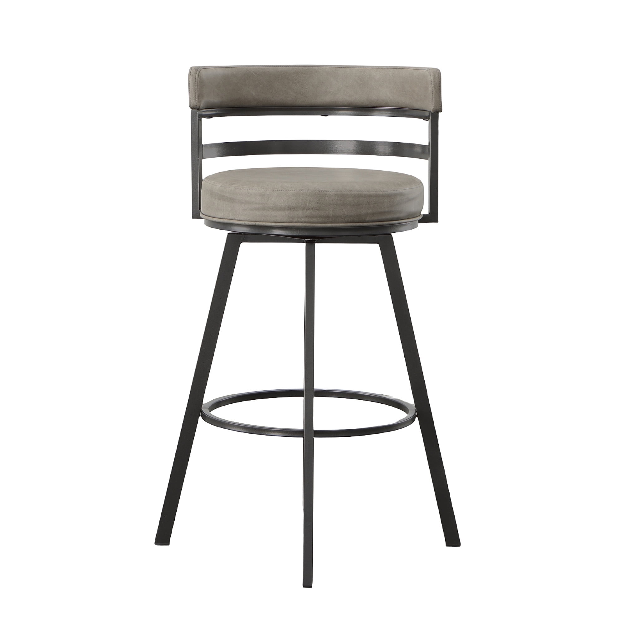 Steve Silver Gene Metal and Beige Faux Leather Swivel Bar Stool