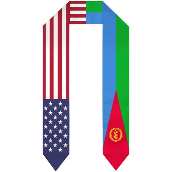 Eritrea & USA United States Flag Graduation Stole For International Student Stole Pride Cheers Shawls