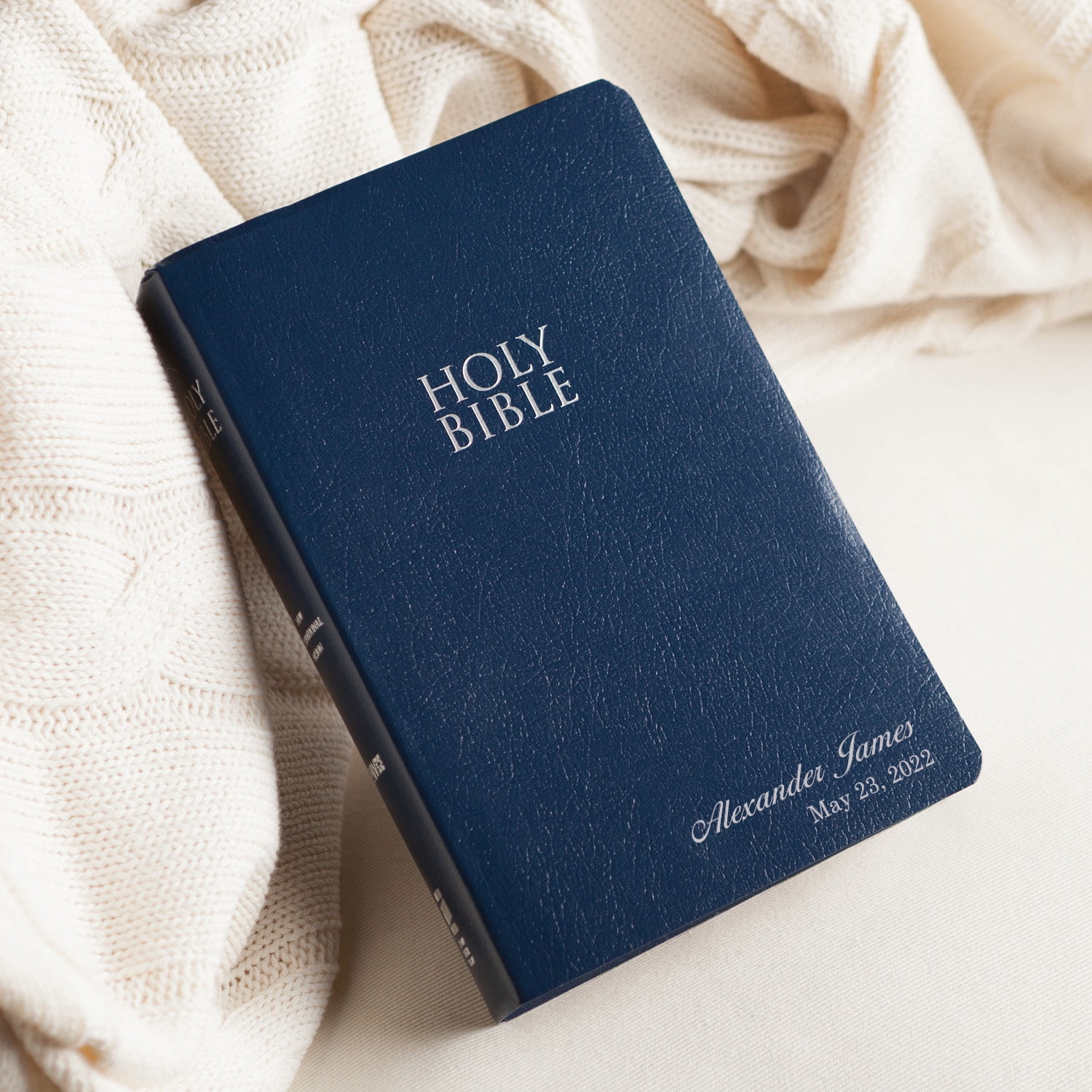 Personalized Planet Navy Blue Kids Bible with Custom Name and Date printed on Book Cover | Complete NIV | Great Gift for Religious Event | Easy-to-use Dictionary-Concordance | Words of Christ in Red