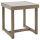 thumbnail image 1 of Mesa auxiliar Benzara Inc mesa auxiliar cuadrada imitación de mármol base de patín de madera marrón degradado, 1 of 2