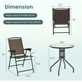 thumbnail image 6 of S AFSTAR 3-Piece Patio Dining Set, Steel Bistro Table and Chairs Set of 2 w/Folding Chairs & Tempered Glass Table, Indoor/Outdoor Conversation Furniture Set for Porch, Balcony, Garden, Poolside, 6 of 7