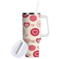 thumbnail image 2 of Heart on Circle Tumbler with Handle and Straw Lid 30 oz Insulated Vacuum Water Bottle Stainless Steel Travel Cup, 2 of 9