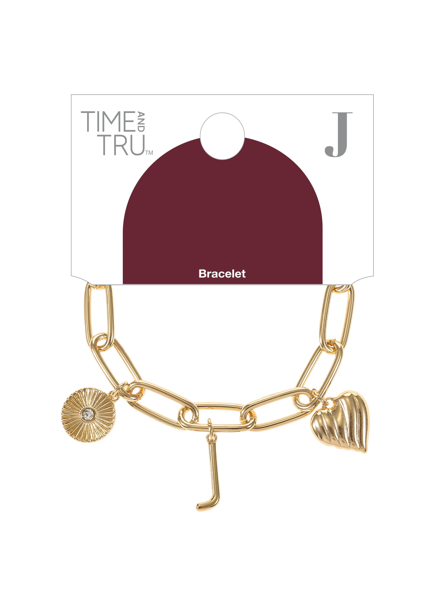 Time and Tru Goldtone Initial Charm Bracelet, Initial J