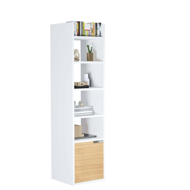 Librero organizador TALL MORU Blanco minimalista estante para libros modular multiusos