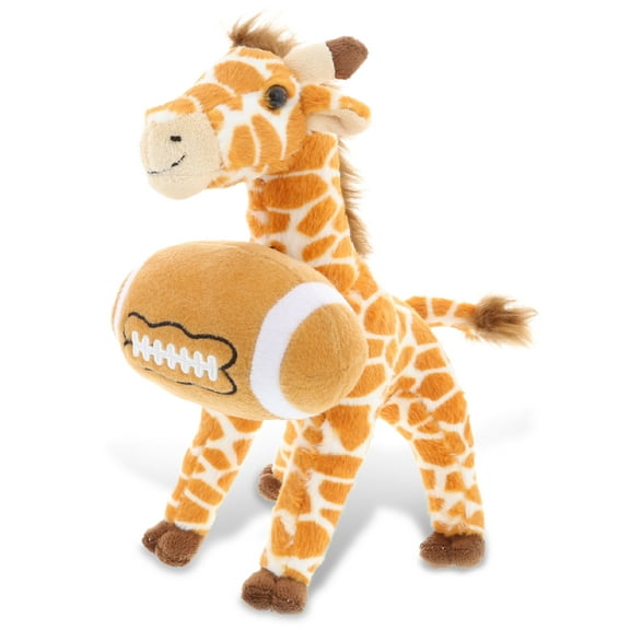 DolliBu Giraffe Stuffed Animal with Football Plush - Soft Plush Huggable Giraffe, Adorable Playtime Giraffe Plush Toy, Cute Wildlife Gift, Football Plush Animal Toy for Kids, Adults - 12.5 Inch