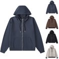 thumbnail image 4 of WREESH Fashion Winter Jacket Man Solid Color Knit Cardigan Drawstring Pockets Hooded Coat Black, 4 of 4