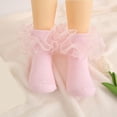thumbnail image 2 of Ticikt Big Ruffle Ankle Socks Lace Frilly Cute Socks-Soft Cotton Girls Sock,Color:Pink,6-12 Months, 2 of 3