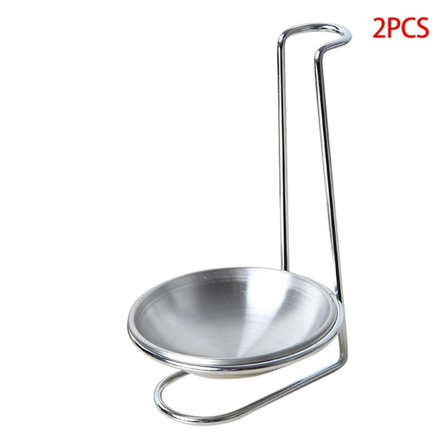 2 Pieces Vertical Spoon Rest Stainless Steel Ladle Spoon Strainer Scoop Holder Cooking Utensils Bracket Home Kitchen Tool