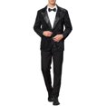 thumbnail image 2 of INSPIRE CHIC Men's Blazers Formal Tuxedo Peak Lapel One Button Glitter Argyle Sequin Blazers S Black, 2 of 7