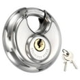thumbnail image 1 of Round Disc Lock 2-2/5", Heavy Duty Stainless Steel Rustproof Keyed Alike Discus Padlock Waterproof Storage Unit Locks with 2 Keys for Outdoors Garages Fence Sheds, Silver, 1 of 6