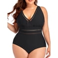 thumbnail image 2 of Women's Plus Size One Piece Swimsuit V Neck Tummy Control Hollow Out Swimwears Bathing Suits, 2 of 9