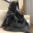 thumbnail image 1 of Mantas cálidas de invierno con capucha para Tv, sofá acogedor, manta con capucha de lana Coral, albornoz para niños y adultos, manta ponderada con mangas, prendas de vestir esquí esquí Gafas de esquí, 1 of 1