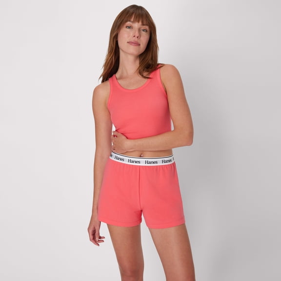 Hanes Originals Comfywear Women's Sleep Shorts Pink Coral S