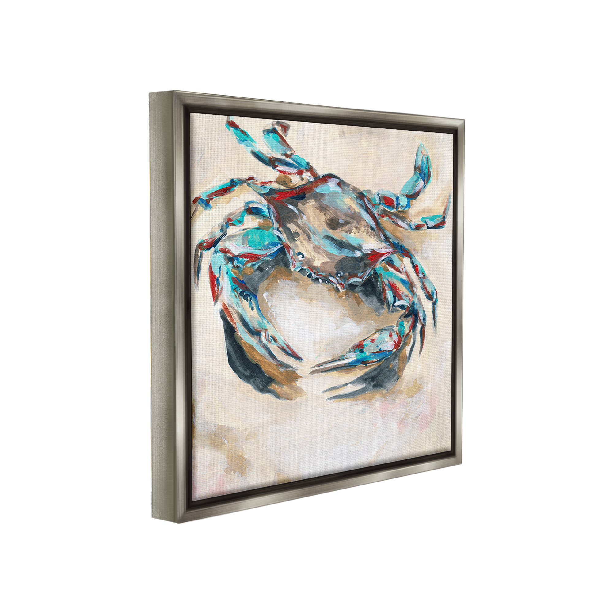 Stupell Industries Abstract Nautical Crab Animals & Insects Painting Gray Floater Framed Canvas Art Print Wall Art, 25 x 25