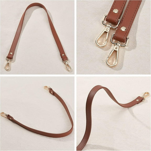 2pcs 61.5cm Long PU Leather Bag Handles 2 Colors Handbag Chain Removable Chain Shoulder Straps Set with Light Gold Alloy Lobster Clasp for Purse Handbags DIY Crafts