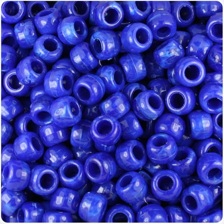 9 Mm Home Defense - BeadTin Bright Blue Marbled 9mm Barrel Pony Beads (500pc)