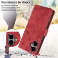 thumbnail image 2 of Allytechgroup Wallet Flip Case for iPhone 16 with Orchid Butterflies Embossed Pattern, Premium PU Leather Kickstand Magnetic Clasp Shockproof Case with Card Holder & Wrist Strap, Red, 2 of 8