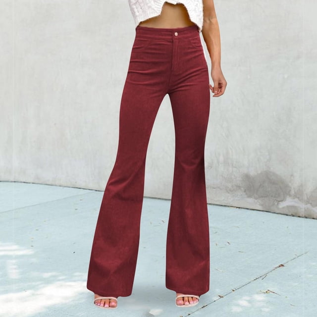 WILLBEST Pantalones Casuales de Pana para Mujer, con Cintura Elástica, Cómodos y elegantes para el Día a Día. Mediana