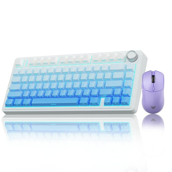 AULA Wireless Keyboard and Mouse Combo, F75 Pro Wireless Mechanical Keyboard,75% Gasket Hot Swappable Custom Keyboard+SC580X Wireless Gaming Mouse Light Purple