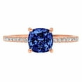 thumbnail image 7 of Solitaire with Accents Engagement Ring for Women - 2.7ct Simulated Tanzanite in 14K Rose Gold Promise Ring, 7 of 7