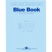 Roaring Spring Case of 600 Exam Books, 11"x8.5" , 4 sheets/8 pages of 15# Smooth White Paper, Wide Ruled W/ Margin, Heavy Blue Cover, Stapled