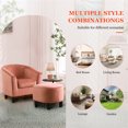 thumbnail image 4 of Accent Chair with Ottoman Set, Upholstered Soft Barrel Chair with Footrest & Cushion, Reading Chair Armchair for Living Room, Bedroom, Office, Reading Room,Velvet Pink, 4 of 8