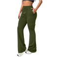 thumbnail image 5 of Endives Women's Cargo Pants High Waist Flare Pants Casual Trousers with Multi Pockets Elastic Drawstring Waist Solid Color Work Pants for Women, 5 of 6