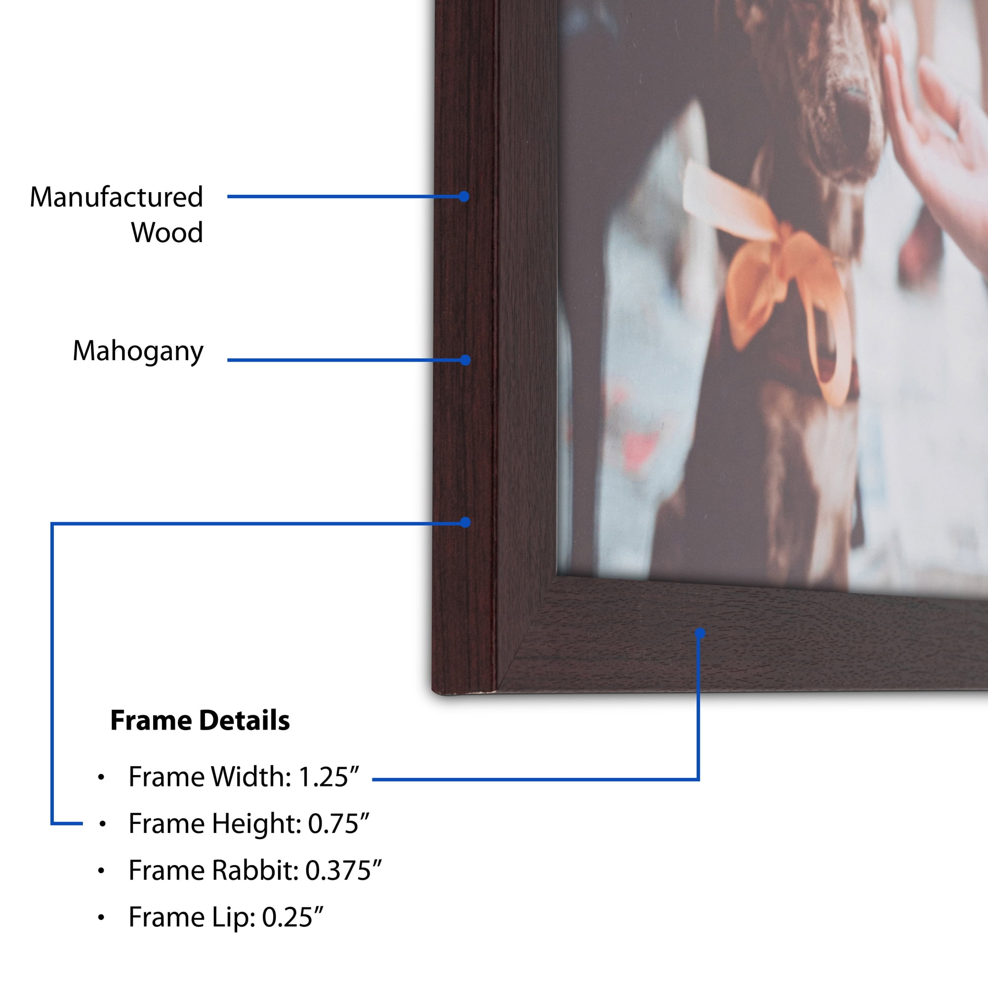 ArtToFrames 16" x 22" Mahogany Picture Frame, 16x22 inch Brown MDF Poster Frame (WOM-3978),  Pack