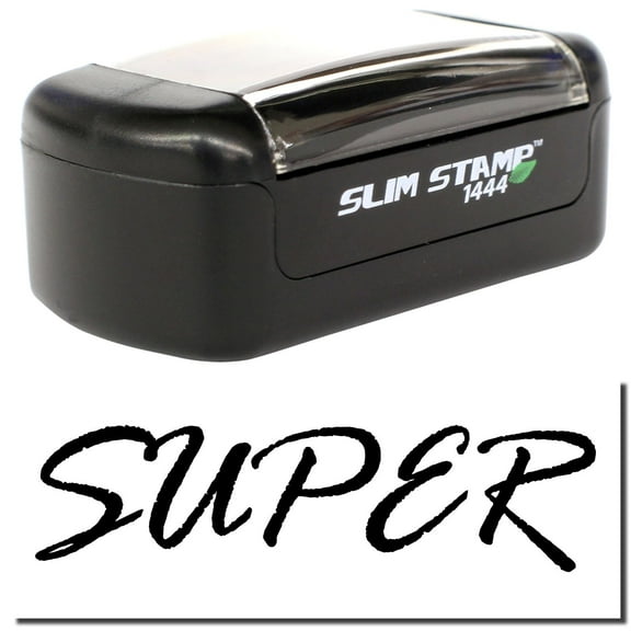 Slim Pre-Inked Super Stamp, Slim 1444, Ultra Slim Design, Impression Size 1/2" by 1-3/4", Up to 25,000 Impressions - Black Ink