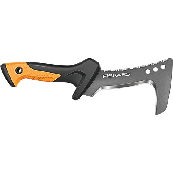 Fiskars 13" Billhook Knife, Serrated Steel Blade Garden Tool with Softgrip Handle, Orange and Black