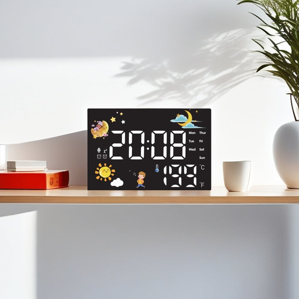 Zeiwohndc Digital Display Alarm Clock Real Time Temperature Monitoring Calendar Feature