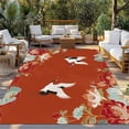 thumbnail image 2 of Red Crane Outdoor Rug for Patio/Deck/Porch, Non-Slip Large Area Rug 3 x 5 Ft, Vintage Red Teal Spring Floral Botanical Indoor Outdoor Rugs Washable Area Rugs, Reversible Camping Rug Carpet Runner, 2 of 8