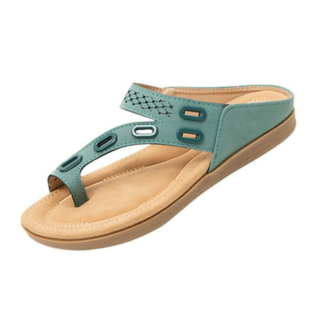 

Flip Flops Sandals for Women with Arch Support Flat Shose with Toe Ring Slide Flip Flop Walk Summer Bohemian Causal Slip On Sandals Shoes