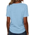 thumbnail image 6 of DORKASM Soccer Cup Jersey for Women Crew Neck Country Name Print Basic Tops Short Sleeve Comfy National Flag Color Block Print Tshirt Spain Brazil Argentina France Germany Portugal Light Blue S, 6 of 6