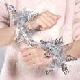 thumbnail image 4 of Unique Bargains 2 Pcs Cheerleader Poms Poms Wrist Flower Wings Cheerleading Practice Poms Silver Tone, 4 of 5
