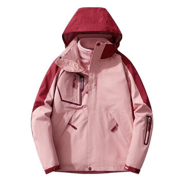 Fankiway Veste d'Extérieur Chaude Coupe-Vent Deux Pièces pour Femmes, Rose 4TG