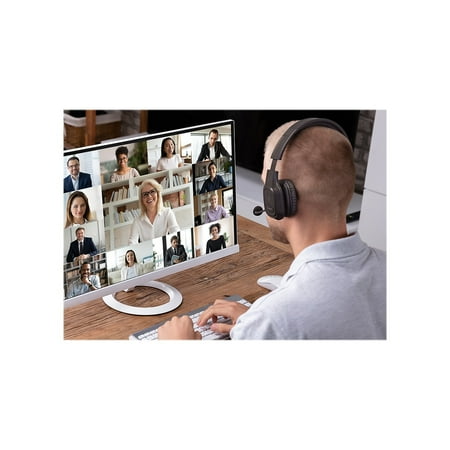 Aluratek - Wireless Bluetooth Headset with Boom Mic for video conference and chat - Black