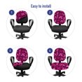 thumbnail image 4 of Butterfly Office Chair Slipcover, Natural Theme Abstract Pink Butterflies Pattern in Feminine Colors, Protective Stretch Decorative Fabric Cover, Standard Size, Magenta Pale Pink Maroon, by Ambesonne, 4 of 5