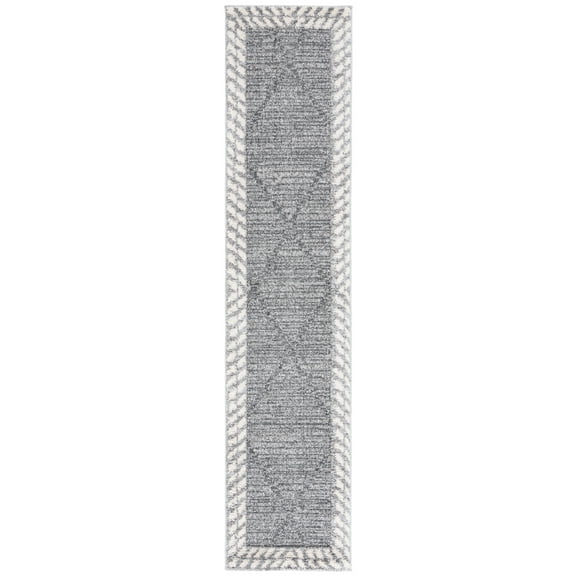 SAFAVIEH Martha Stewart Lucia Oraline Diamond Shag Runner Rug, Grey/Ivory, 2' x 8'