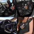 thumbnail image 2 of Uorisanigo Skeleton Pumpkin 10 Pack Automotive Seat Cover with Soft Elastic Steering Wheel Cover Car Water Cup Coaster and Auto Seat Belt Cover Chapstick Holder Universal Fit for Car SUV, 2 of 7
