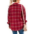 thumbnail image 6 of SAYOO Plaid Shirt for Women Flannel Fleece Inside Long Sleeve Button-Down Cardigan Coat Jackets Autumn Warm Shackets Tops (Blue , XL ), 6 of 7