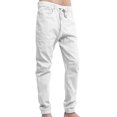 thumbnail image 2 of J. METHOD Men’s Joggers Pants Casual Lightweight Comfy Harem Slim Fit Adjustable Elastic Waist Pockets Sweatpants NEMP08 White S, 2 of 6