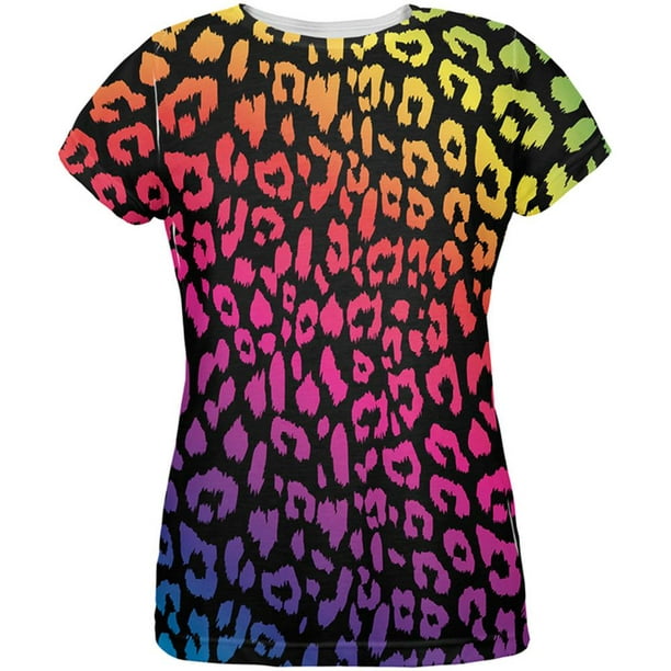 Rainbow Cheetah Print All Over Womens T-Shirt